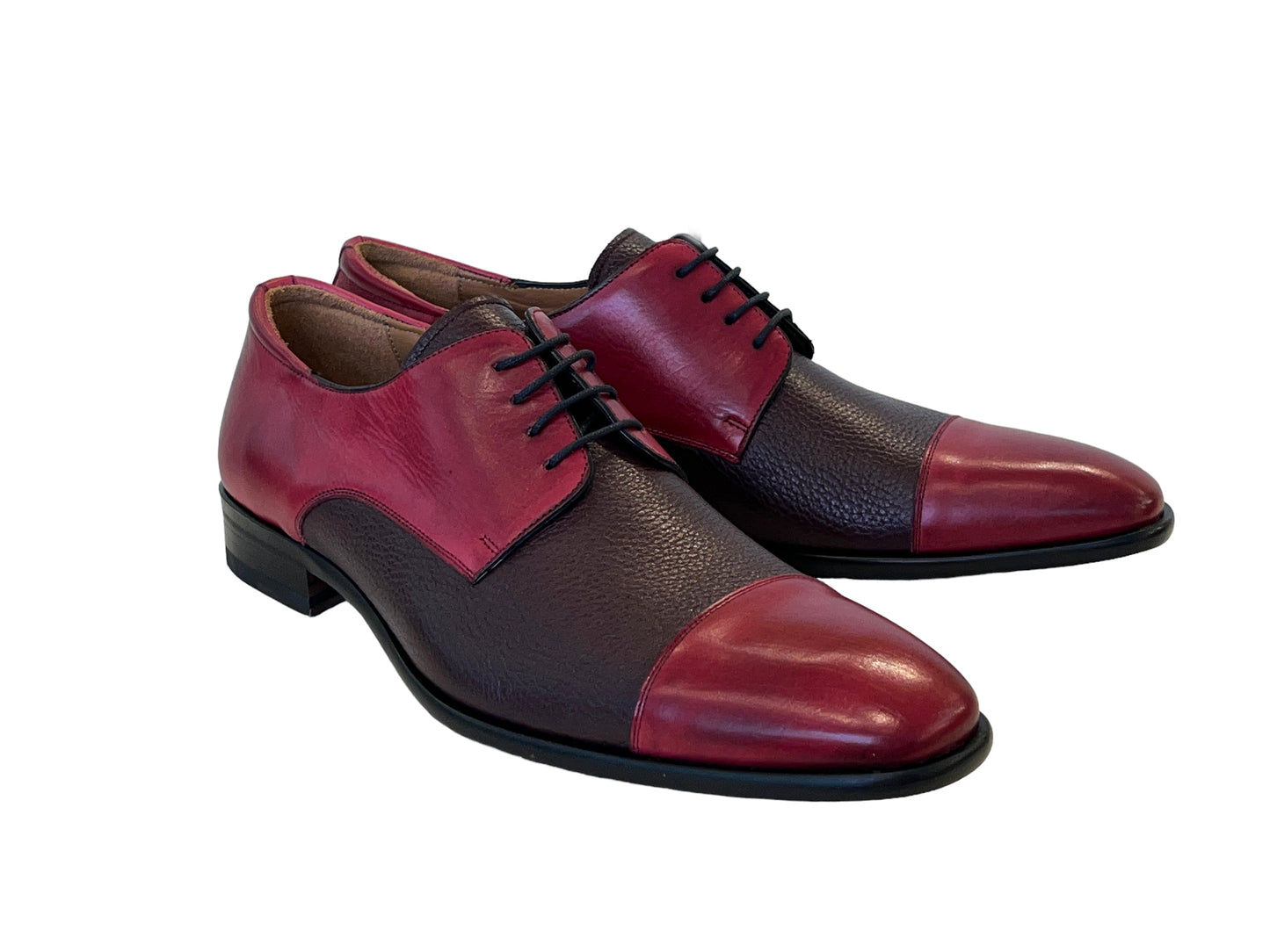 Mezlan Captoe Deer Lace up- Burgundy-Red