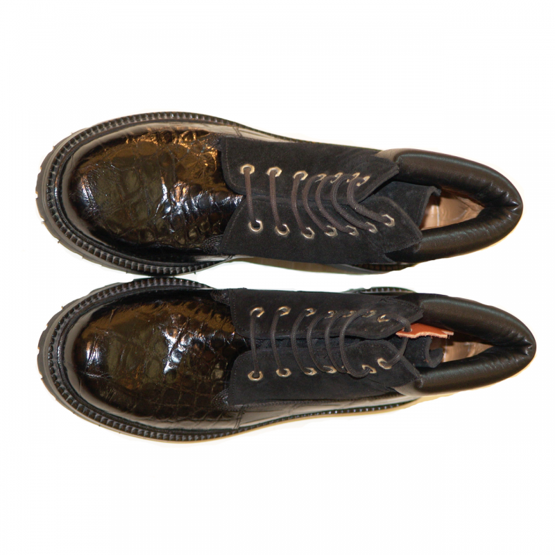 Massimo Matteo 10016 Alligator Work Boot - Black