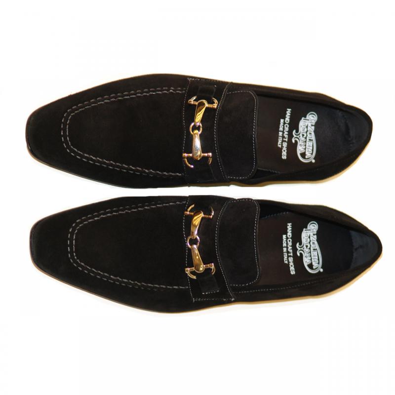Calzoleria Toscana 1004 Suede Buckle Loafer - Black
