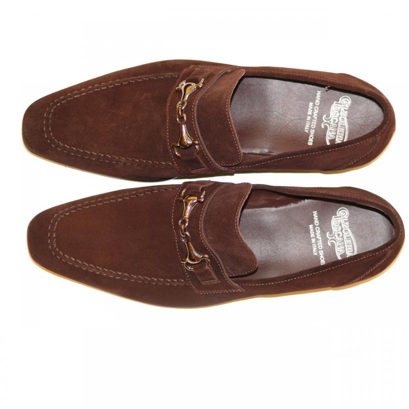 Calzoleria Toscana 1004 Suede Buckle Loafer - Brown