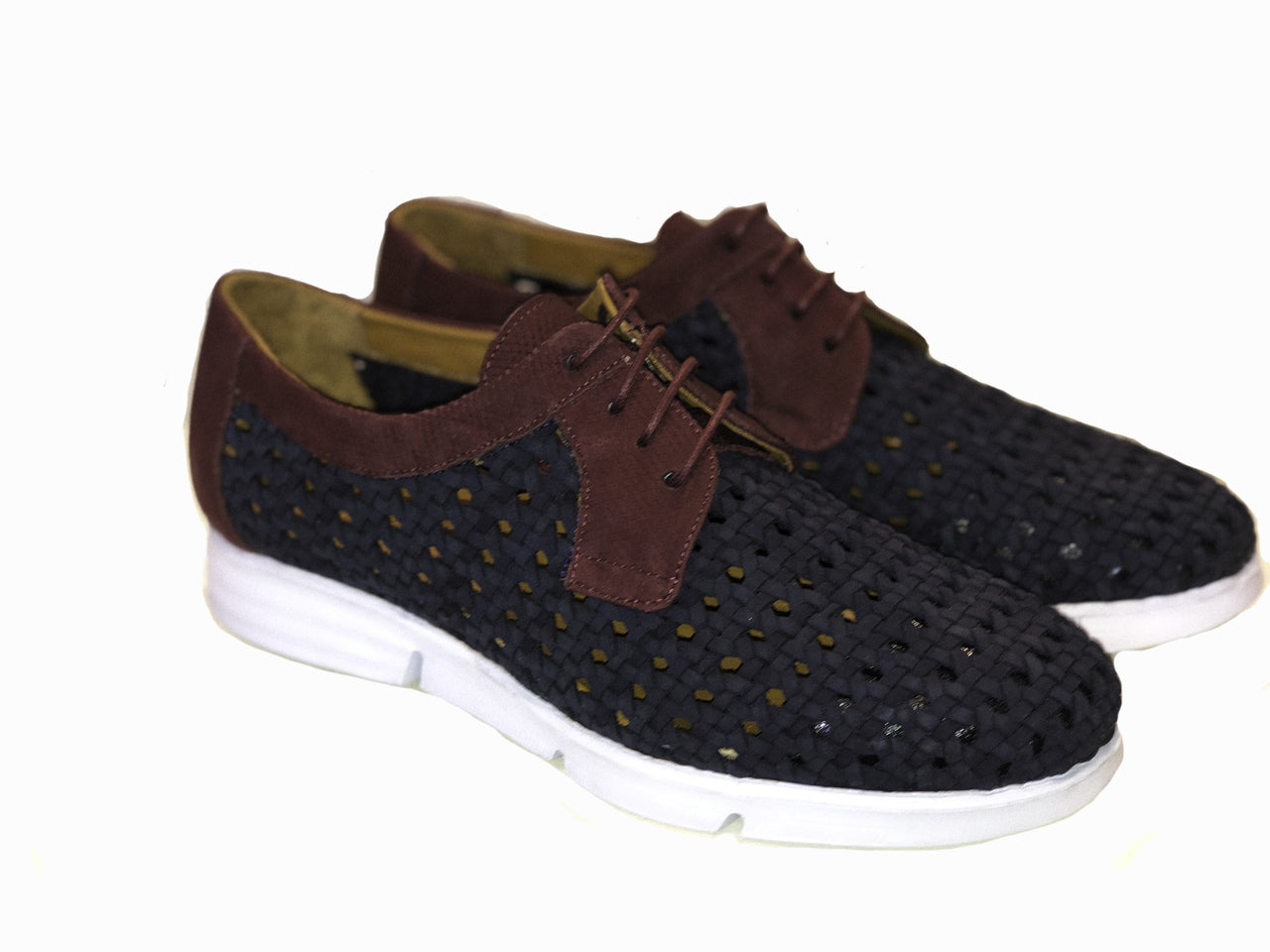 Pelle Line Exclusive 1031 Woven Two Tone Sneaker - Navy/Burgundy
