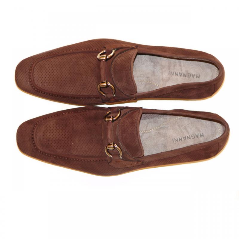 Magnanni 13008 Perforated Suede Bit Loafer w/ Flex Sole - Brown