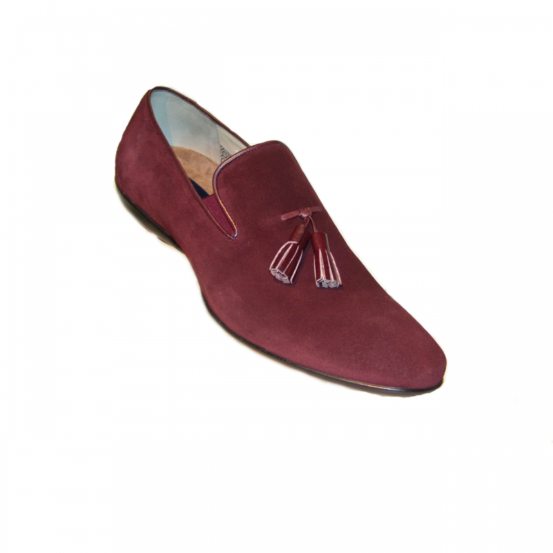 Corrente 15003 Tassel Suede Loafer - Burgundy
