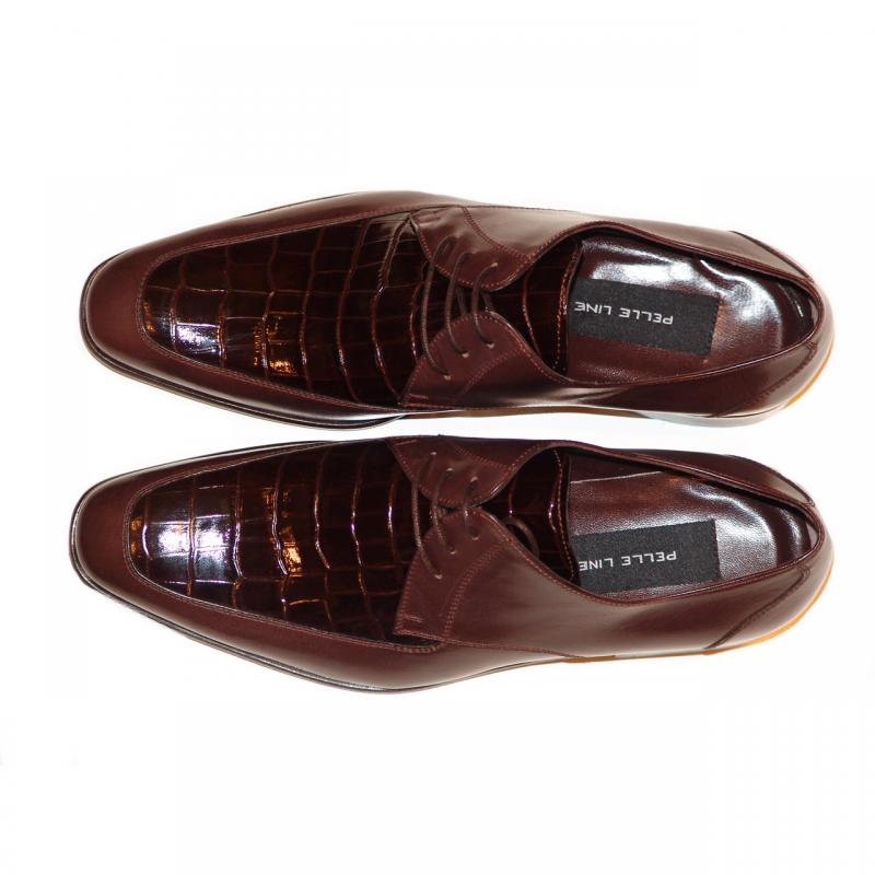 Pelle Line Exclusive 3106 Croco Vamp & Calfskin Lace Up - Brown