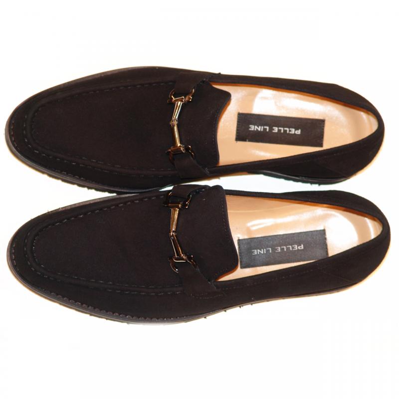 Pelle Line Exclusive 3452 Comfort Sole Suede Bit Loafer - Black