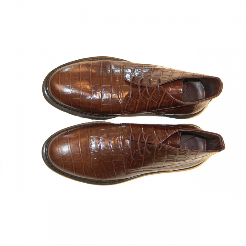 Fertini 370 Crocodile Print Casual Chukka Boot - Brown