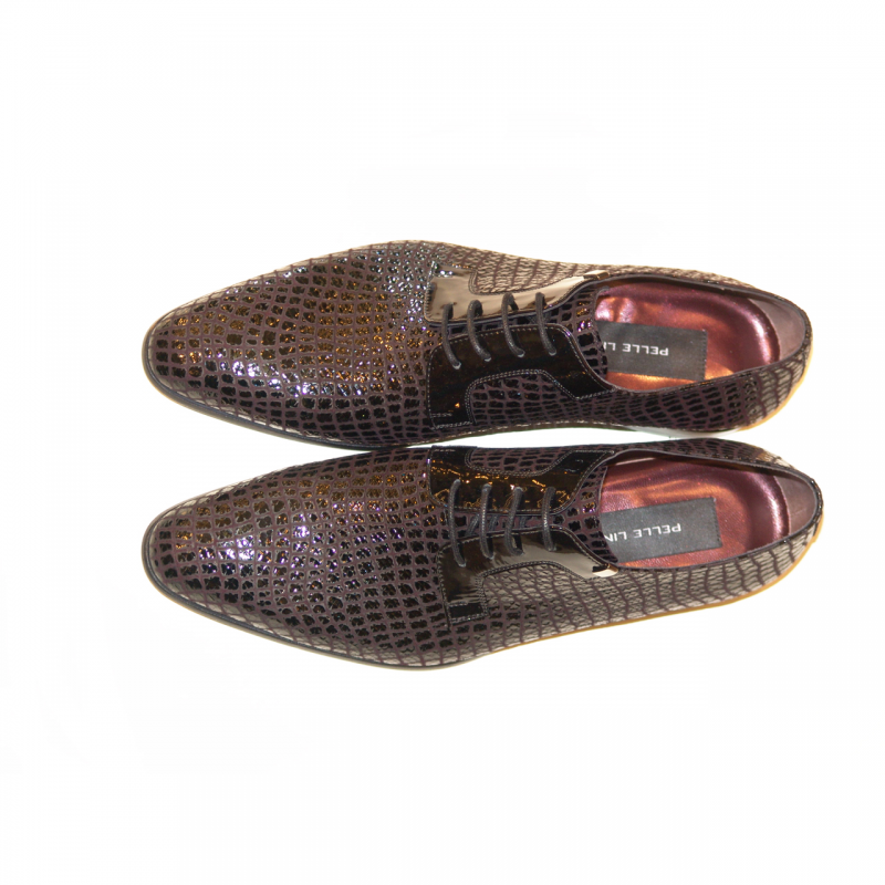 Pelle Line Exclusive 3954 Printed Suede Formal Lace Up - Black/Burgundy
