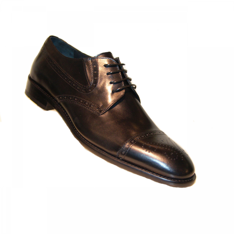 Corrente 4609 Medallion Cap Toe Lace Up - Black