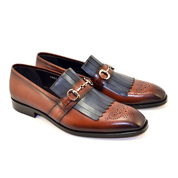Corrente 4651 Kiltie Buckle Loafer - Tan/Navy