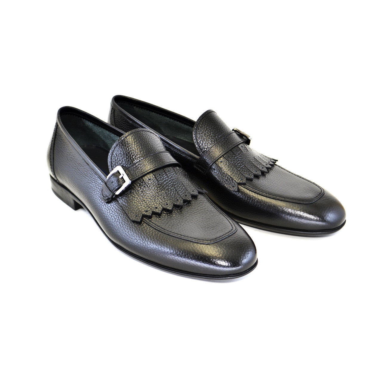 Corrente 4728 Kiltie Buckle Loafer - Black