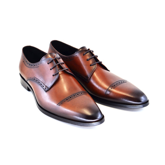 Corrente 4766 Perforated Cap Toe Lace Up - Tobacco