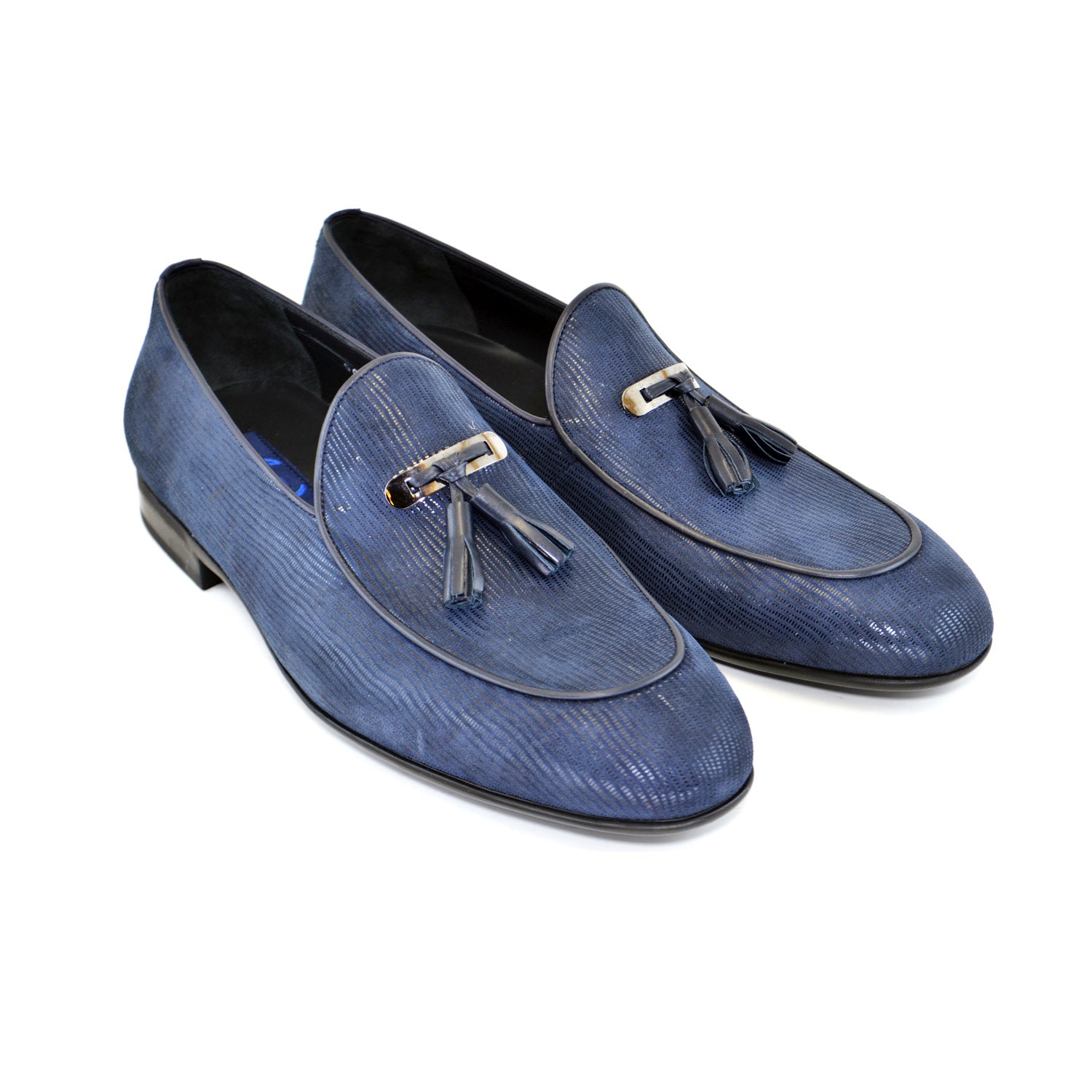 Corrente 5000 Laser Printed Suede Tassel Loafer - Navy