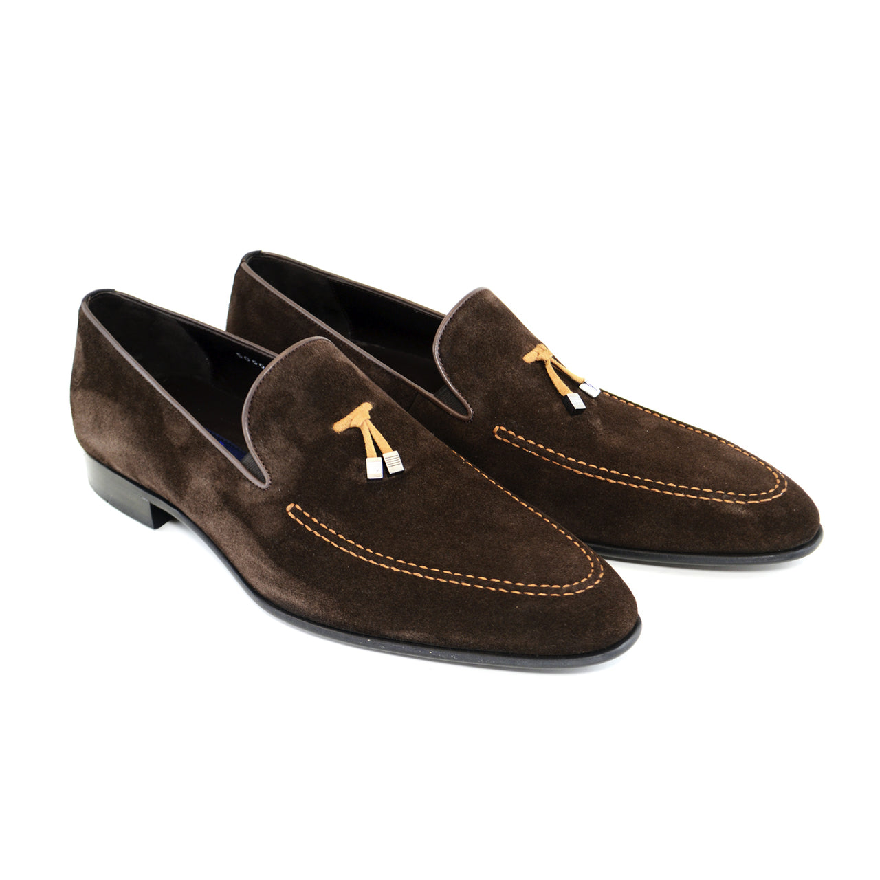 Corrente 5060 Contrast Stitching Suede Tassel Loafer - Brown/Tan