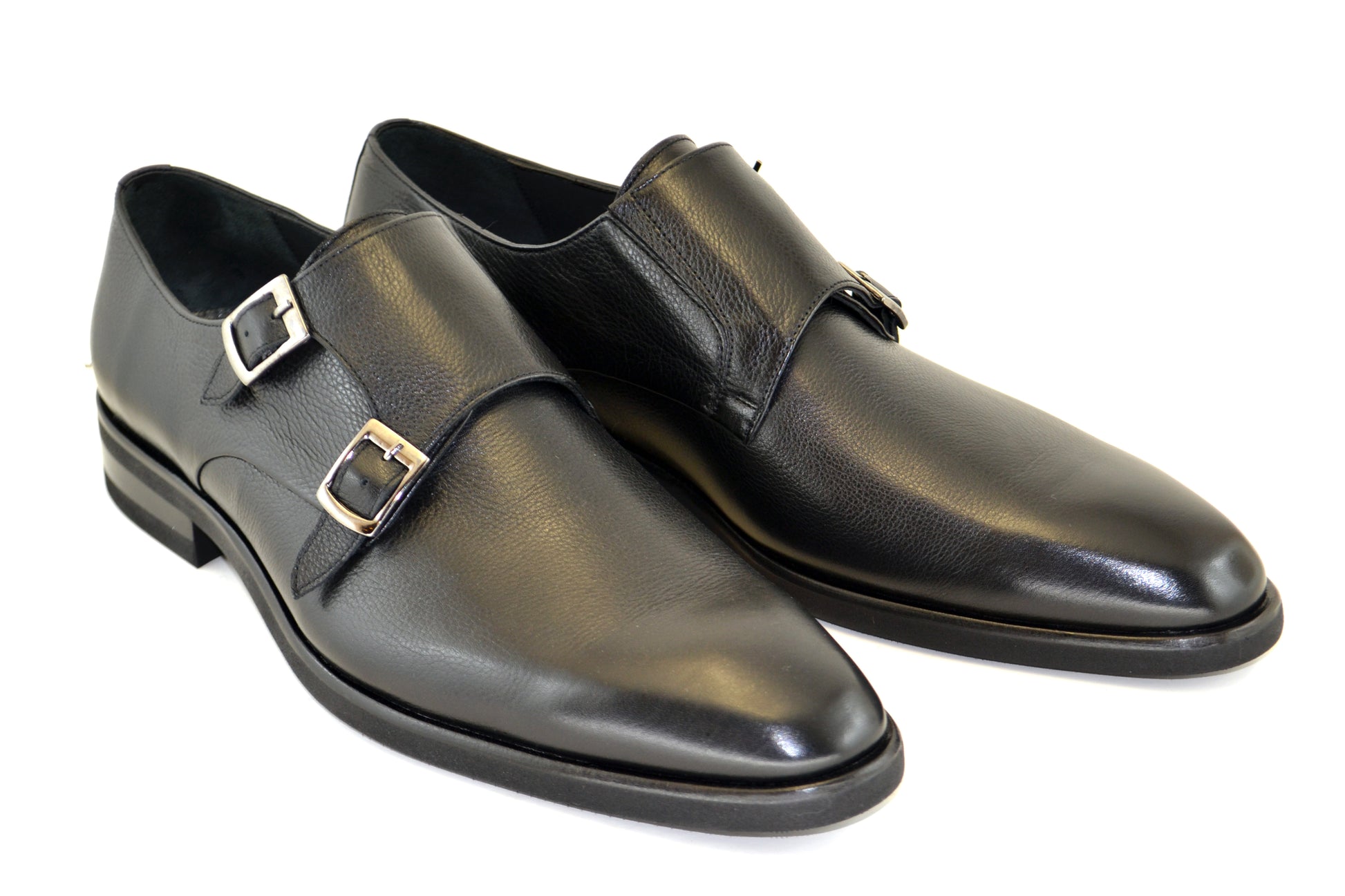 Corrente 5235HS Plain Double Monk Strap - Black