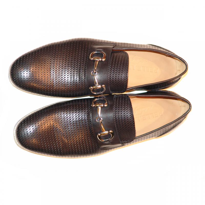 Pelle Line Exclusive 526 Perforated Buckle Loafer - Black