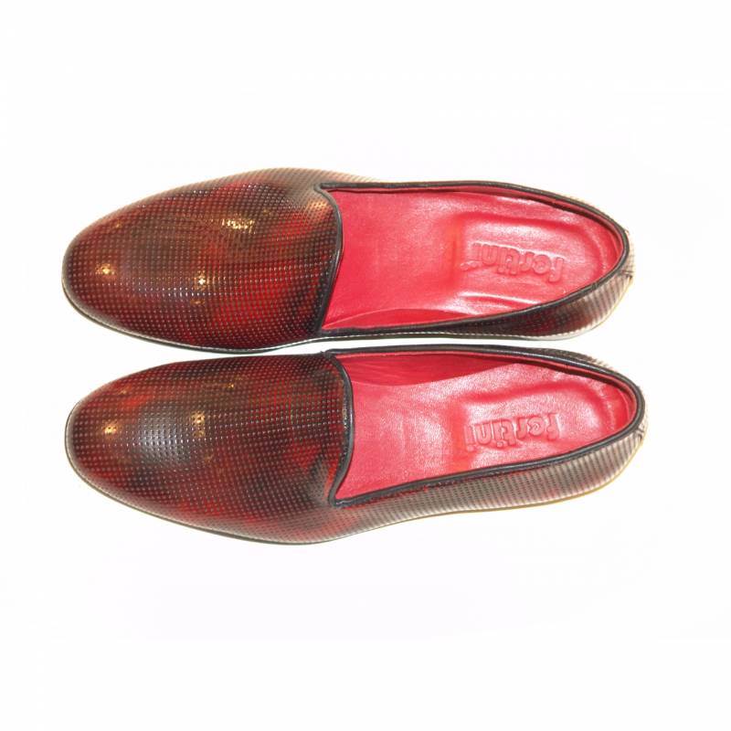Fertini 80200 Low Vamp Perforated Leather Loafer - Burgundy