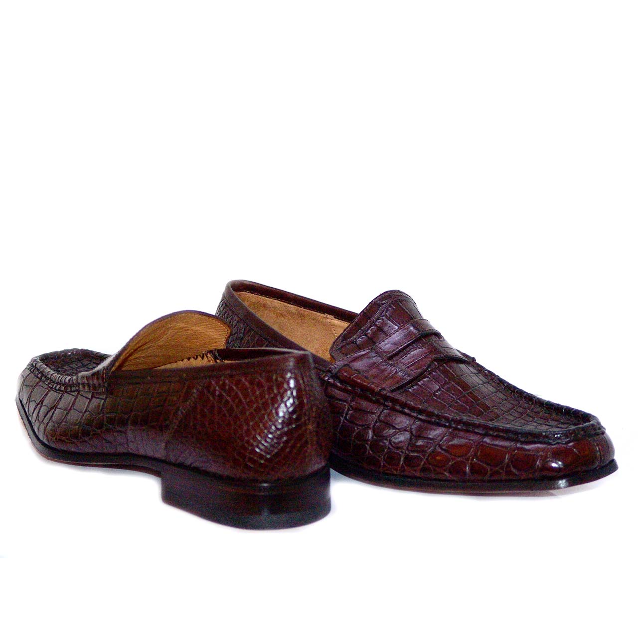 Dami 2678 Genuine Baby Alligator Penny Loafer - Brown