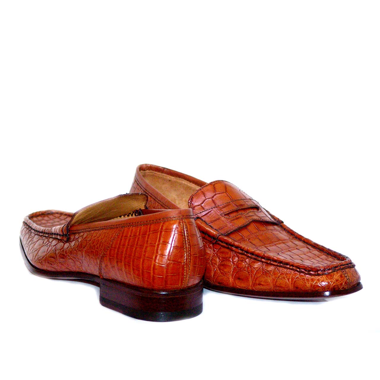 Dami 2678 Genuine Baby Alligator Penny Loafer - Tan