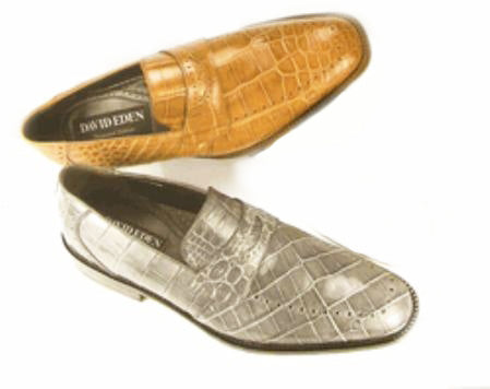 David Eden Frank Genuine Alligator Penny Loafer - Caramel
