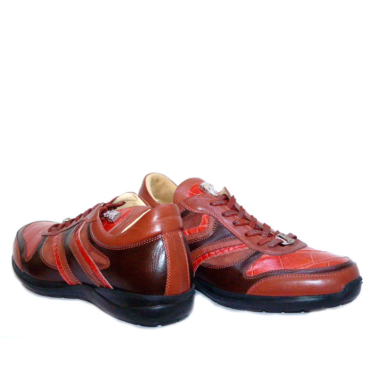 Fennix 3045 Genuine Alligator & Calfskin Two Tone Sneaker - Rust