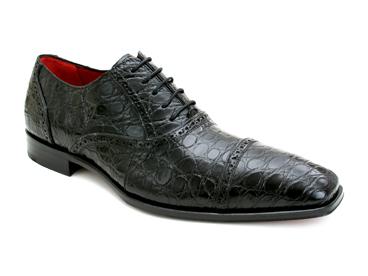 Mezlan Platinum Niagara Genuine Crocodile Cap Toe Lace Up - Black