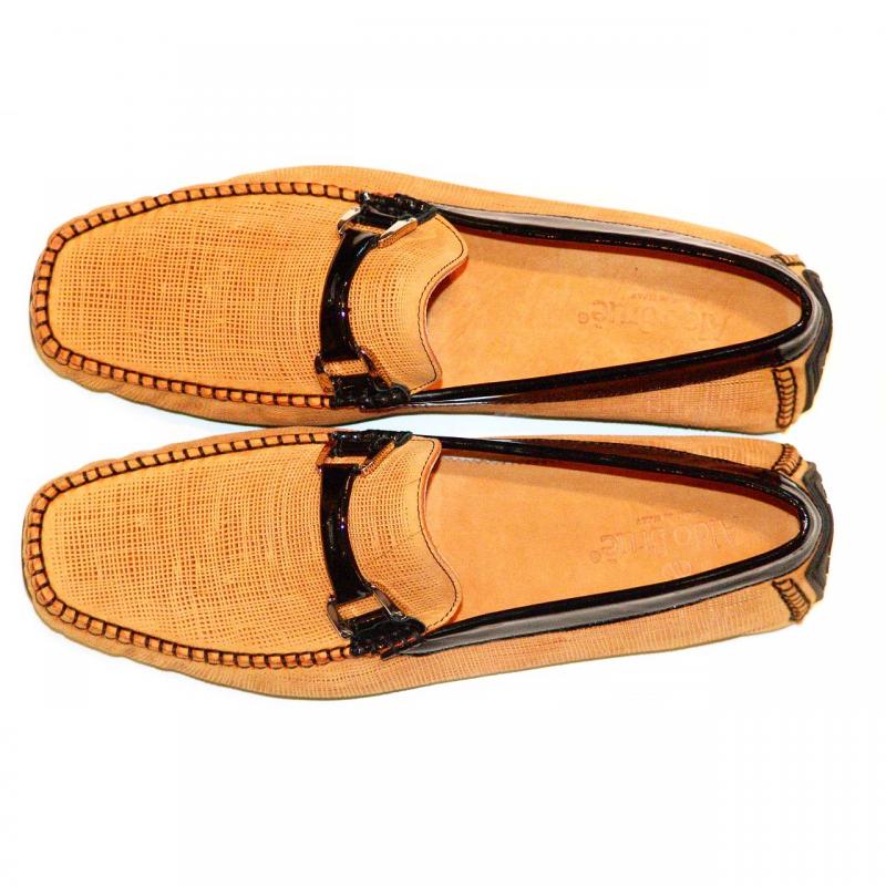 Aldo Brue 105 Perforated Nubuck Driving Shoes - Mustard/Black