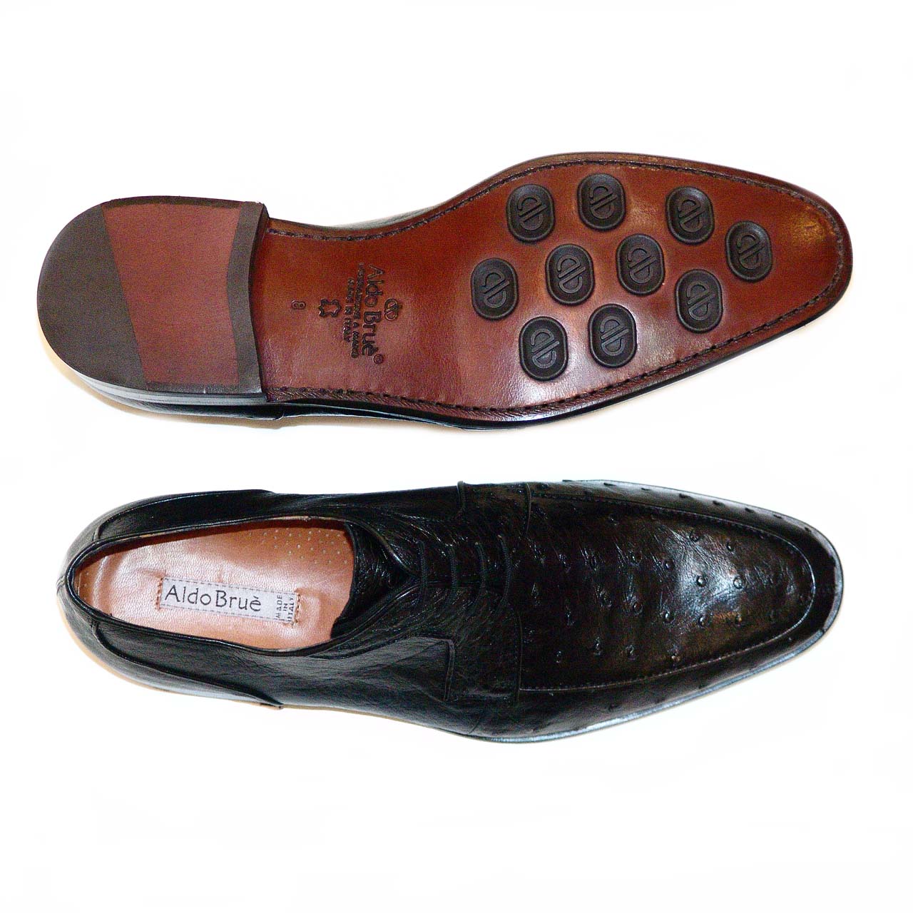 Aldo Bruè 1468 Genuine Ostrich Lace Up - Black