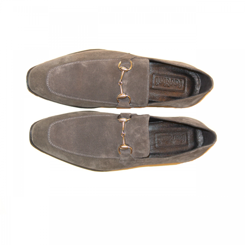 Fertini C152 Classic Suede Buckle Loafer - Grey