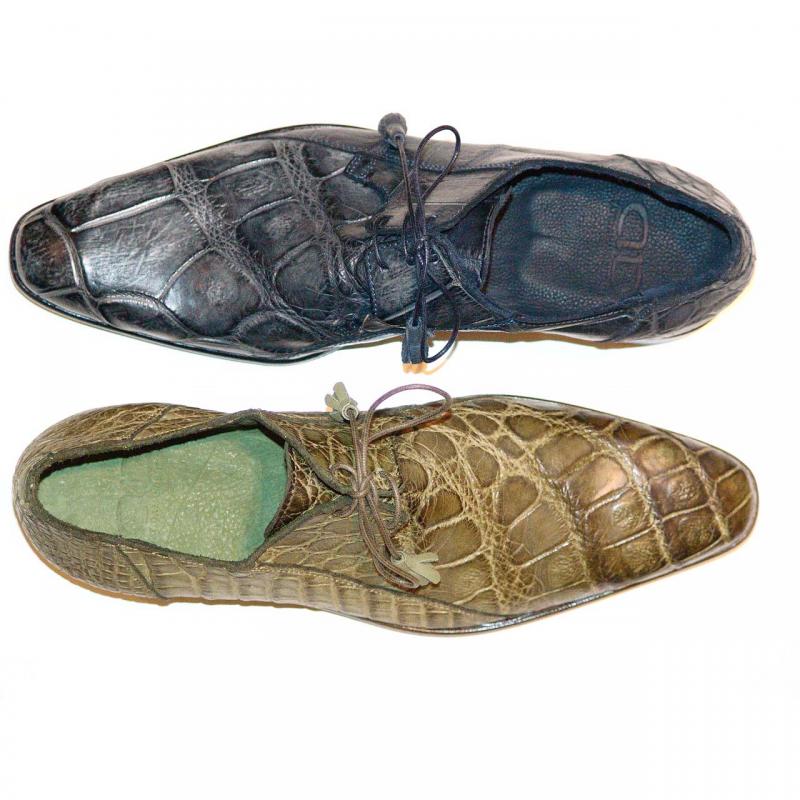 Dami 3228 Washed Genuine Alligator Lace Up - Blue