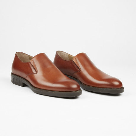 Corrente 4815 Plain Toe Comfort Loafer - Cognac
