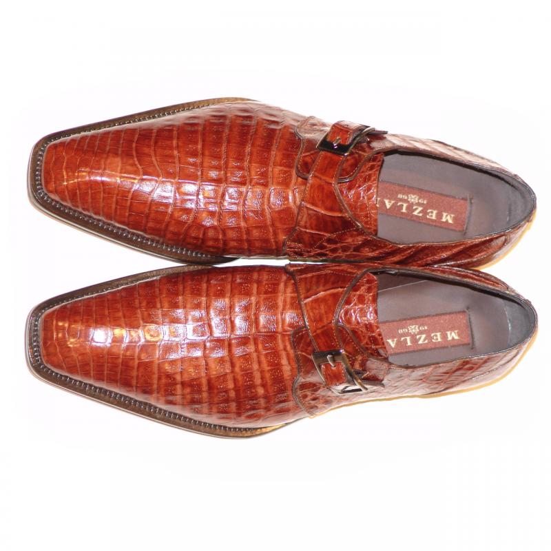 Mezlan Forte Genuine Crocodile Monk Strap - Brown