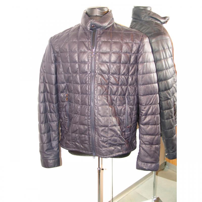 Pelleline Gianni Goose Down Leather Jacket Navy