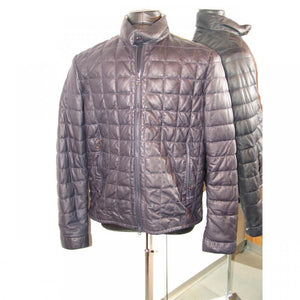 Pelleline Gianni Goose Down Leather Jacket Navy