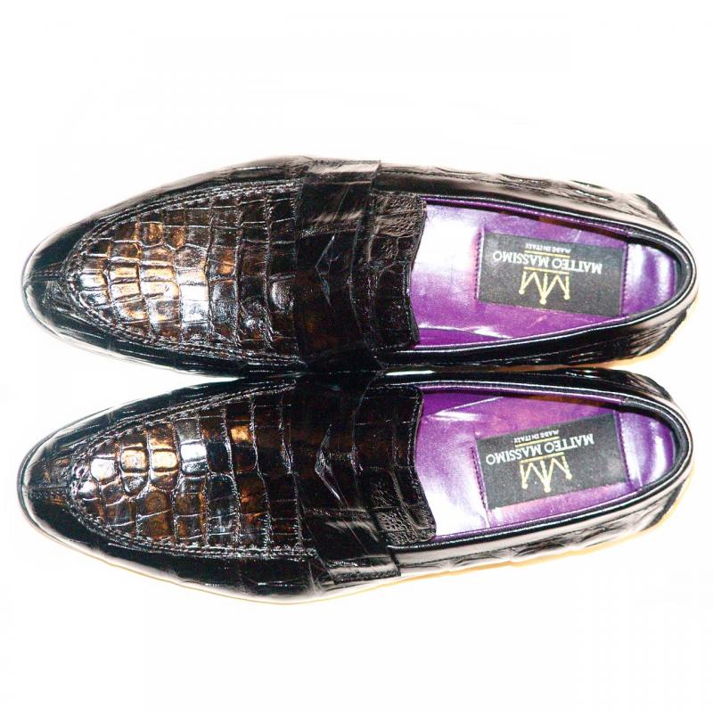 Massimo Matteo Milano - Genuine Alligator Penny Loafer - Black