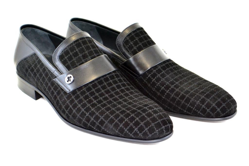 Corrente 2220HS Stitch design suede loafer- Black