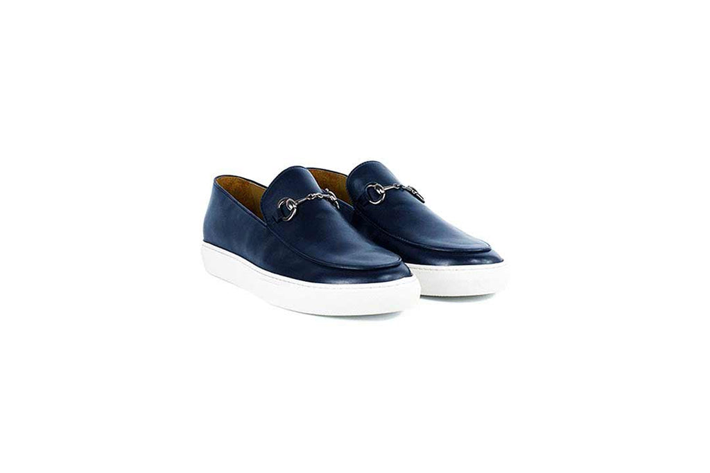 Pelle Line Santino Casual Buckle Loafer- Navy