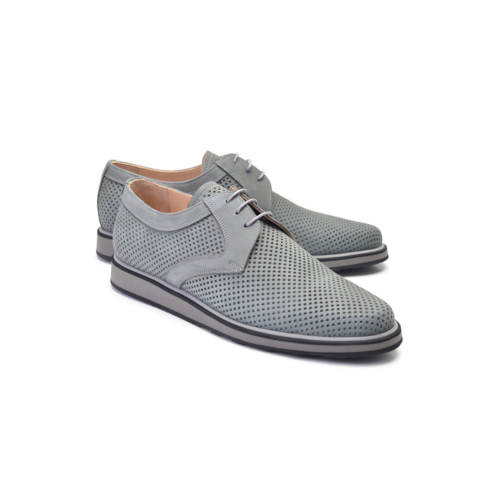 Pelle Line Exclusive 9373 Perforated Nubak Lace up- Grey