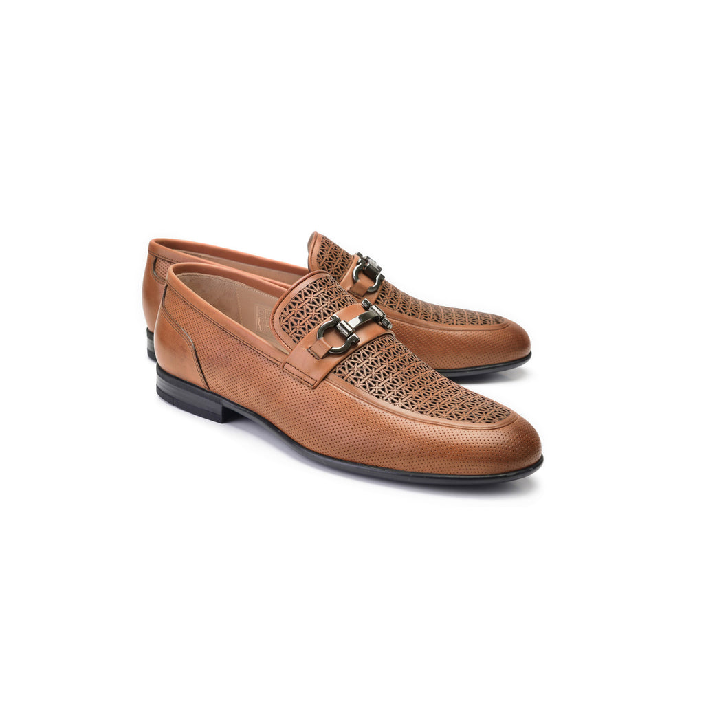 Pelle Line Exclusive 9436 Perforated buckle loafer- Tan