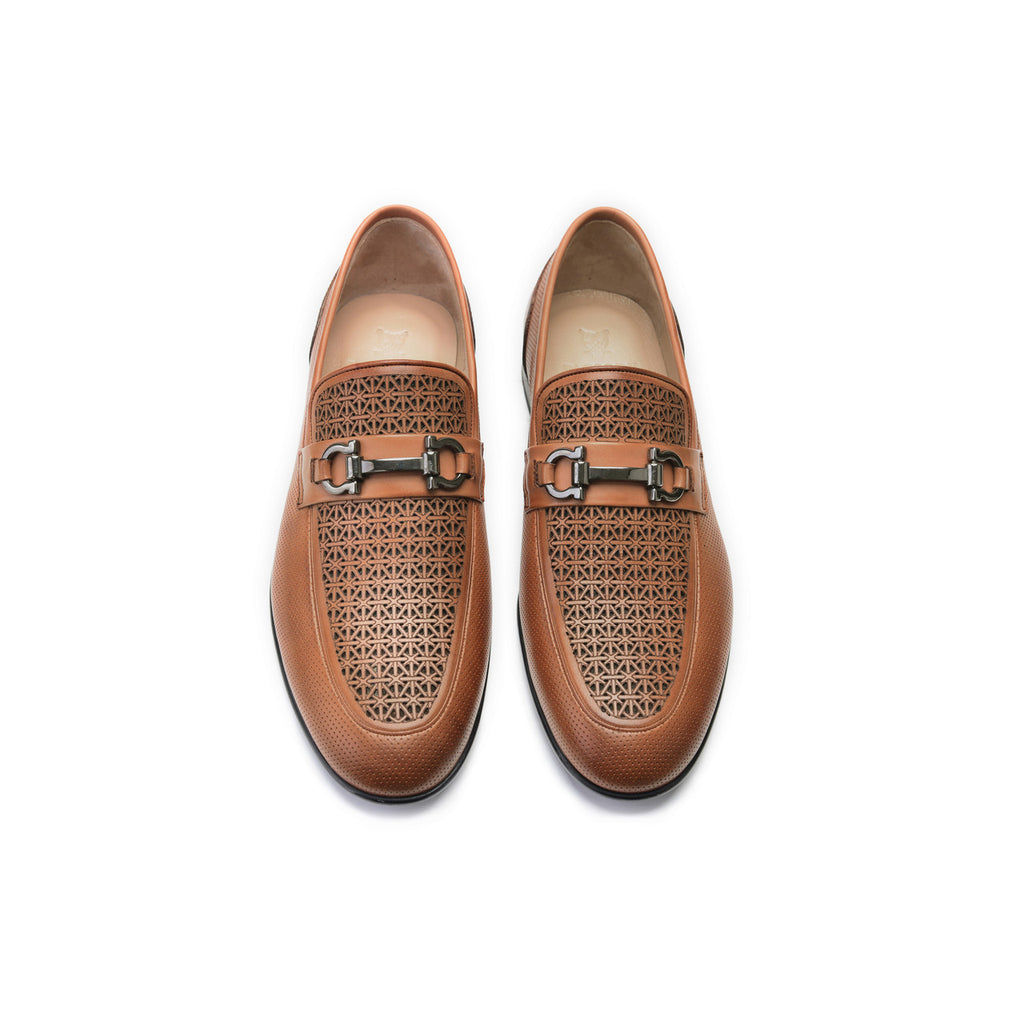 Pelle Line Exclusive 9436 Perforated buckle loafer- Tan