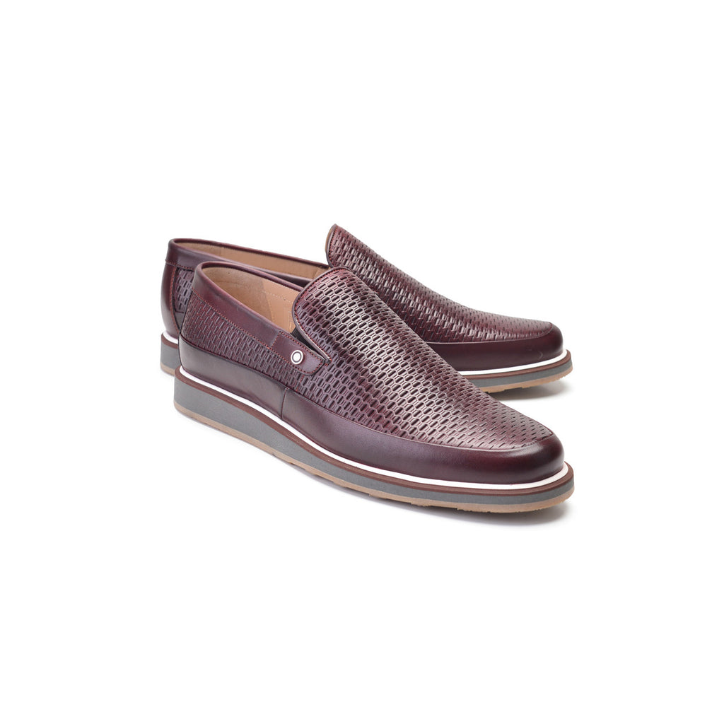 Pelle Line Exclusive 9453 Perforated leather loafer-Burgundy