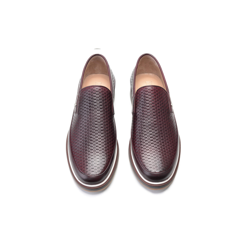 Pelle Line Exclusive 9453 Perforated leather loafer-Burgundy