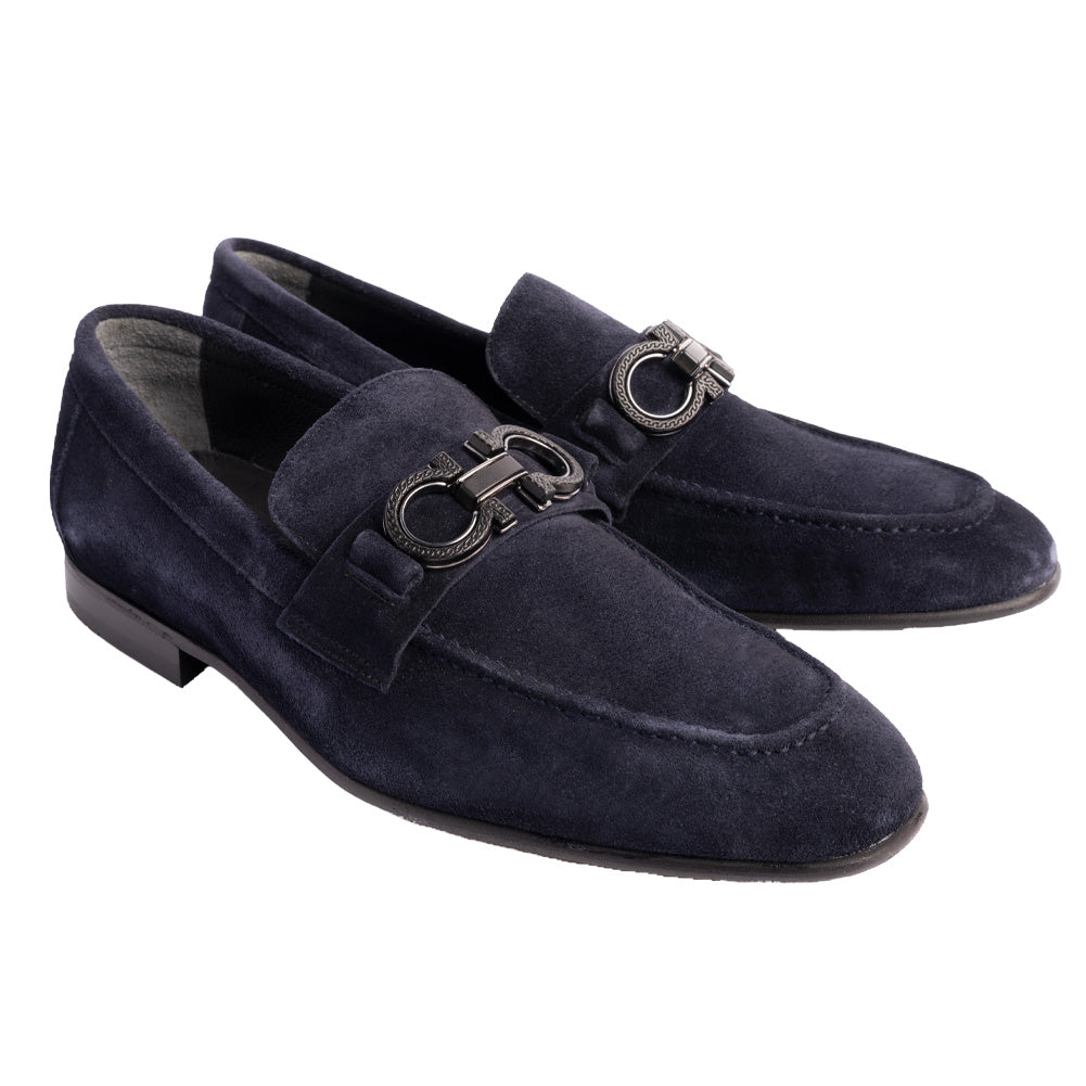 Pelle Line Chello- Buckle loafer -Navy Suede