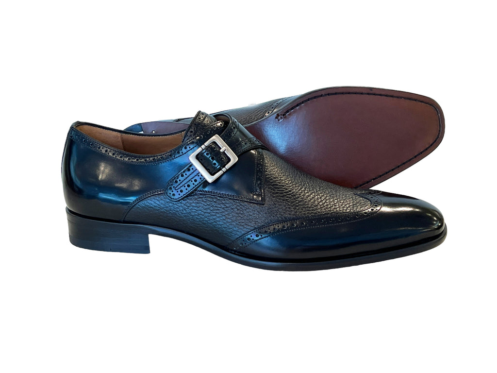 Mezlan wingtip Monk strap- Black