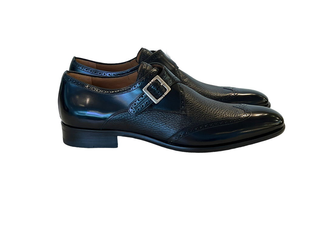 Mezlan wingtip Monk strap- Black