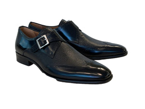 Mezlan Wing tip Monk strap- Black