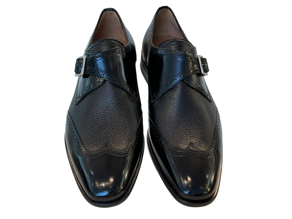 Mezlan wingtip Monk strap- Black