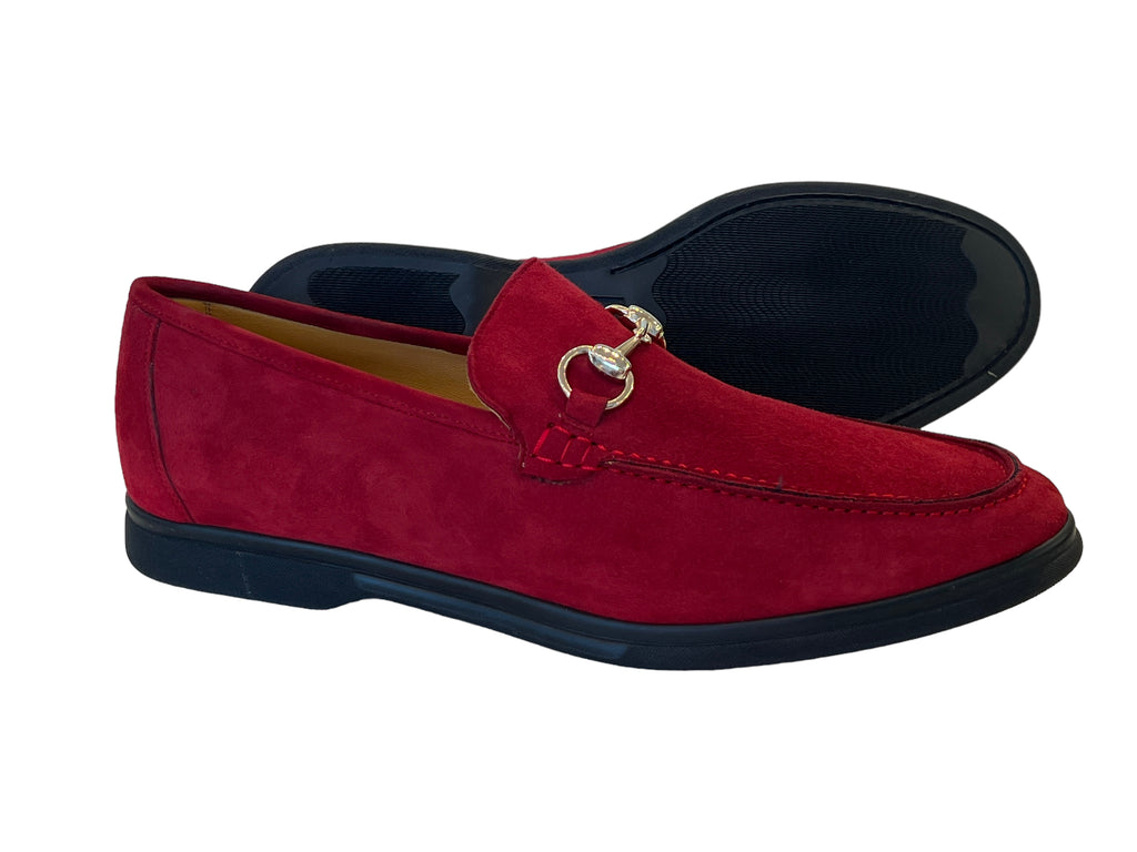 Mezlan Bit Buckle Loafer casual- Red Suede