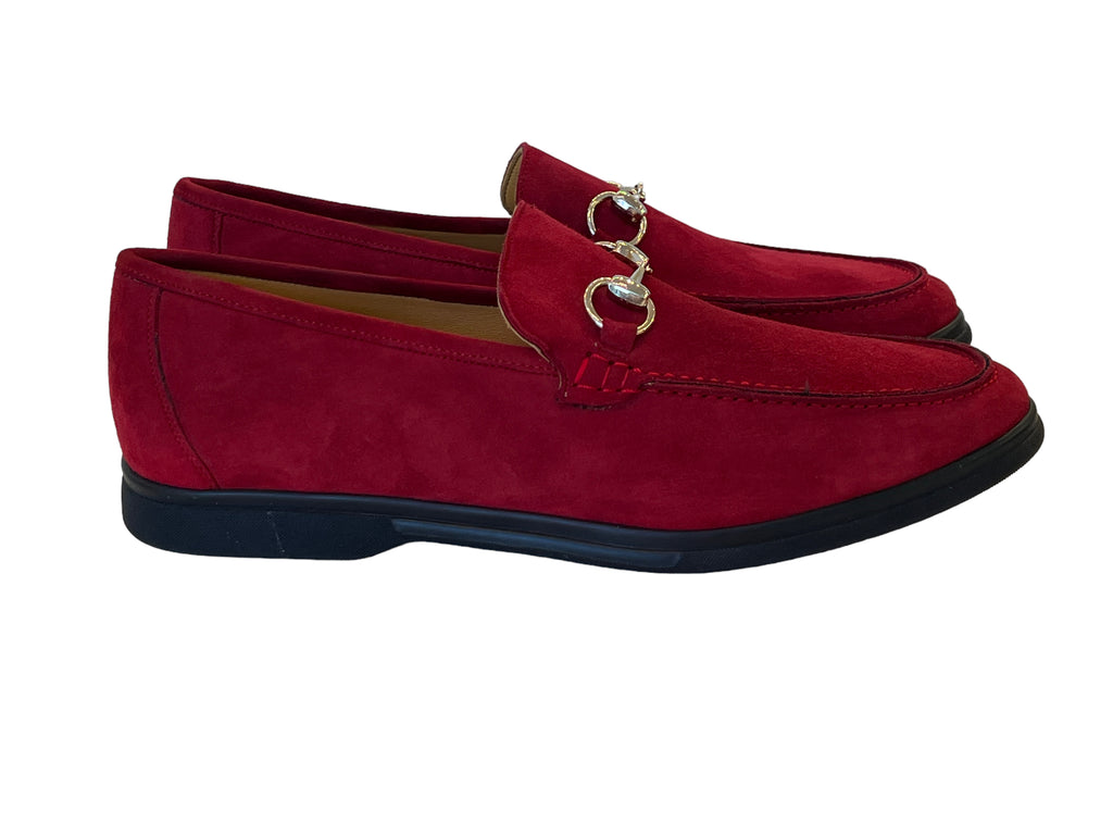 Mezlan Bit Buckle Loafer casual- Red Suede