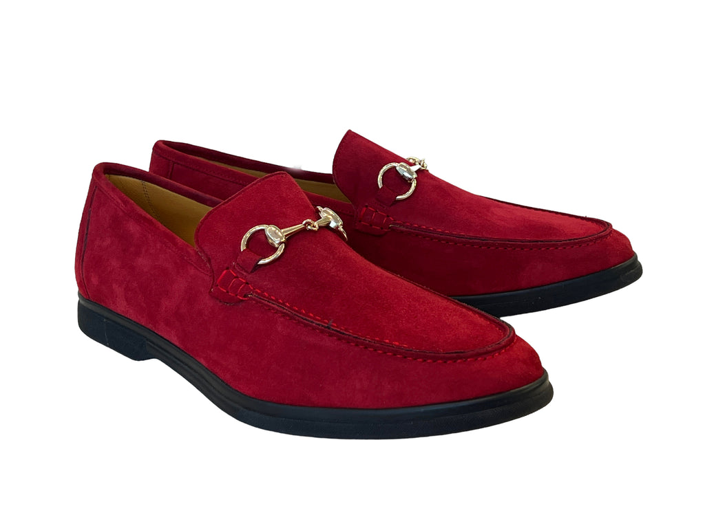 Mezlan Bit Buckle Loafer casual- Red Suede