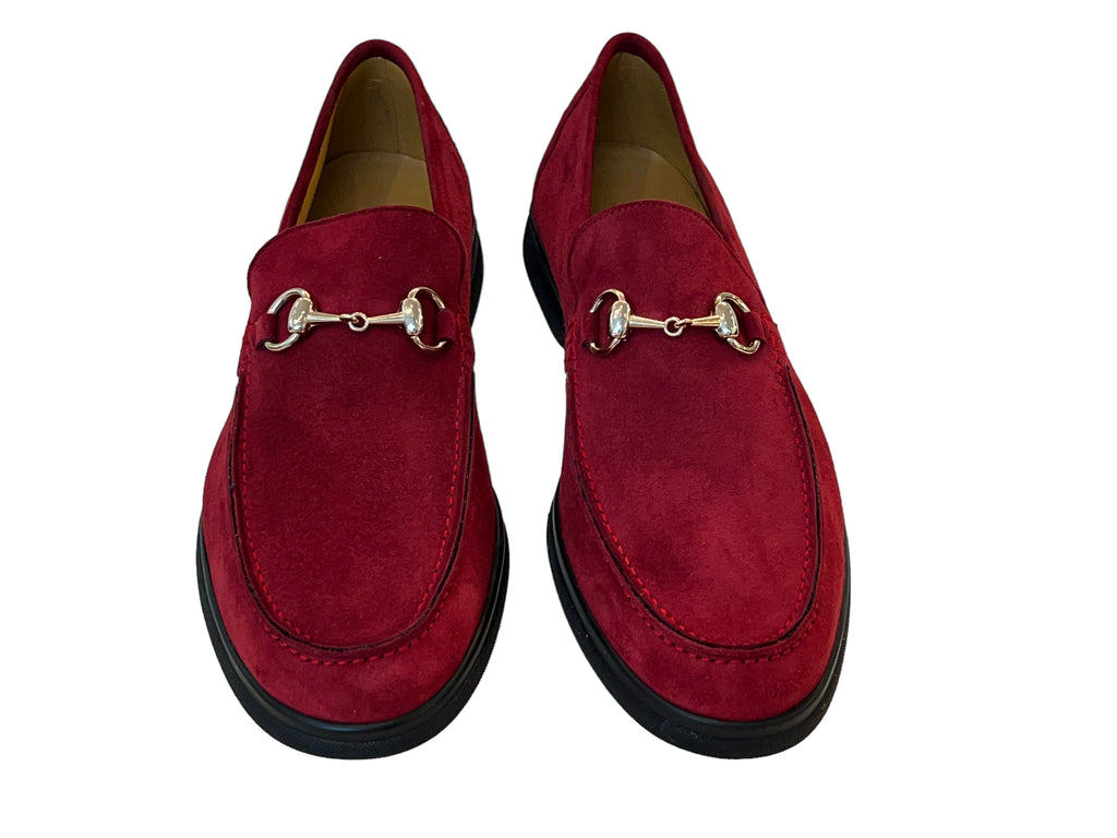 Mezlan Bit Buckle Loafer casual- Red Suede
